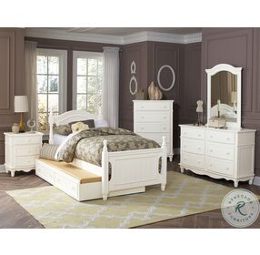 Clementine White Full Poster Bed With Trundle
