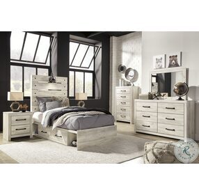 Cambeck Whitewash Twin Panel Bed with One Side Storage