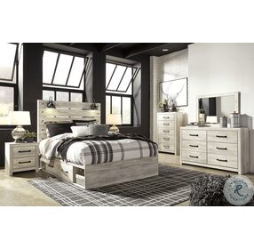 Cambeck Whitewash Queen Panel Bed with One Side Storage