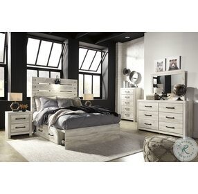 Cambeck Whitewash Full Panel Bed with One Side Storage