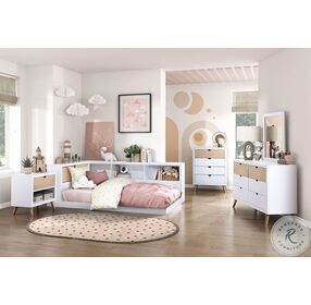 Asker White And Natural Twin Bookcase Bed
