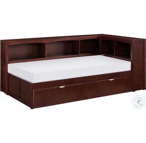 Rowe Dark Cherry Youth Bookcase Platform Corner Bedroom Set With Youth Trundle