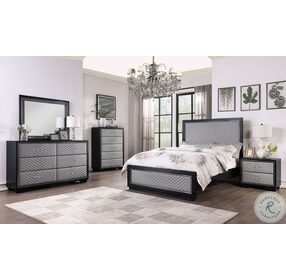 Luxor Black And Gray King Panel Bed