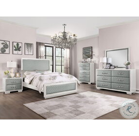 Luxor White And Gray Cal. King Panel Bed