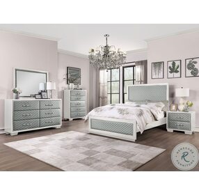 Luxor White And Gray Queen Panel Bed