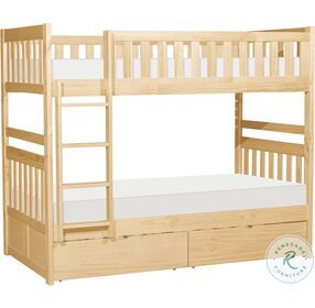 Bartly Natural Pine Youth Bunk Bedroom Set With Storage Boxes