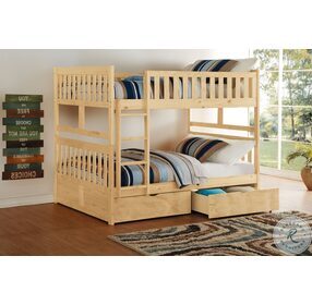 Bartly Natural Pine Full Over Full Bunk Bed With Storage Boxes