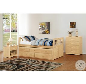 Bartly Natural Pine Twin Panel Storage Trundle Bed