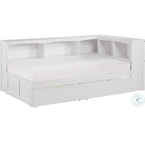 Galen White Youth Bookcase Corner Bedroom Set With Storage Boxes