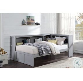 Orion Gray Twin Bookcase Corner Bed