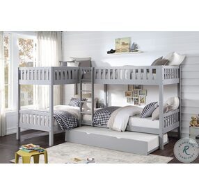 Orion Gray Twin Corner Bunk Bed With Trundle