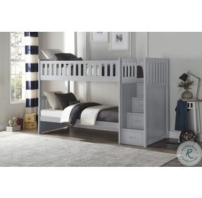 Orion Gray Twin Over Twin Step Bunk Bed