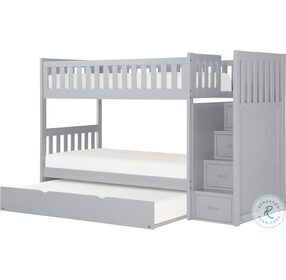 Orion Gray Youth Bunk Bedroom Set With Reversible Step Storage And Youth Trundle