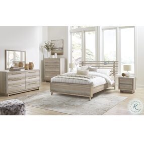 Hasbrick Tan Queen Slat Panel Bed with Footboard