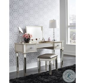 Lonnix Silver Vanity with Stool
