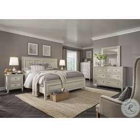 Raelynn Weathered White Queen Panel Bed