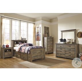 Trinell Brown Twin Panel Bed With 2 Storage Drawers