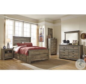 Trinell Brown Full Panel Bed With 2 Storage Drawers