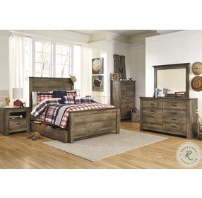 Trinell Brown Full Panel Bed With 1 Large Storage Drawer