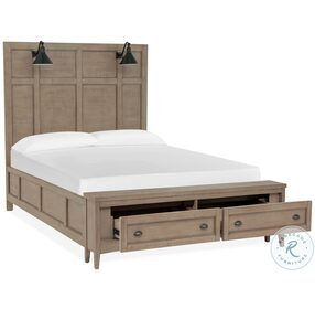 Paxton Place Dovetail Grey Lamp Queen Storage Panel Bed