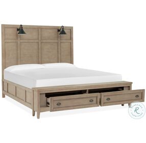 Paxton Place Dovetail Grey Lamp King Storage Panel Bed