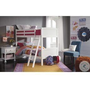 Kaslyn White Twin Over Twin Bunk Bed
