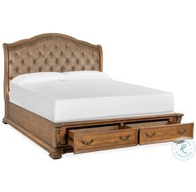 Durango Willadeene Brown And Hickory King Upholstered Sleigh Storage Bed
