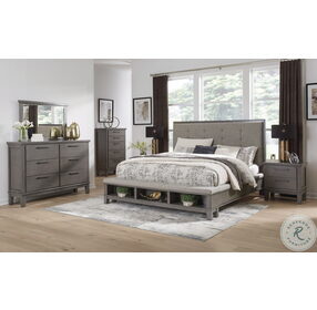 Hallanden Grey King Upholstered Panel Storage Bed