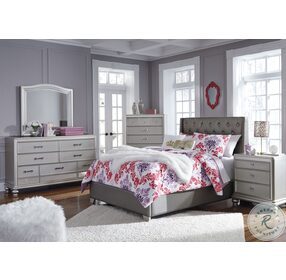 Coralayne Gray Textured Full Upholstered Panel Bed