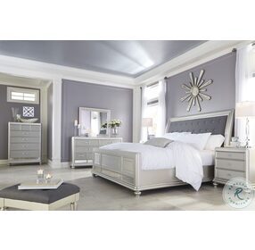 Coralayne Silver Upholstered California King Sleigh Bed