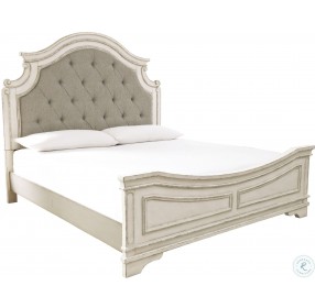 Realyn Chipped Two Tone Upholstered Panel Bedroom Set