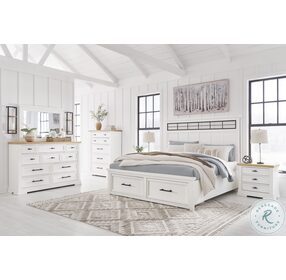 Ashbryn White And Natural King Panel Storage Bed