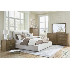Cabalynn Light Brown Queen Upholstered Panel Bed