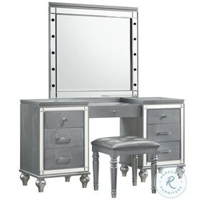 Valentino Silver Vanity Table With Stool