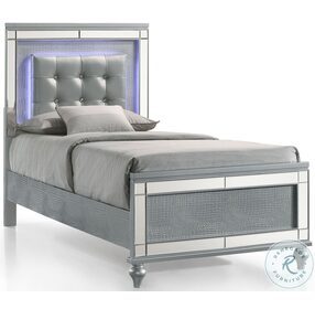Valentino Silver Youth Upholstered Panel Bedroom Set