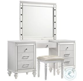 Valentino White Vanity Table With Stool