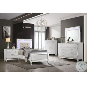 Valentino White Twin Upholstered Panel Bed