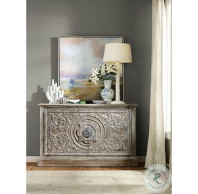Melange Soft Driftwood Tone Two Door Accent Console