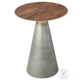 Bari Walnut And Brushed Silver 17" Side Table