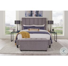 Avery Stream Gray King Upholstered Panel Bed