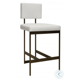 Baylor White Vinyl And Bronze Modern Counter Height Stool