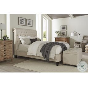 Cameron Downy Natural King Upholstered Panel Bed
