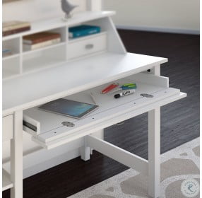Broadview Pure White Computer Desk with Open Storage