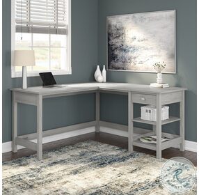 Broadview Modern Gray 60" L Shaped Computer Desk With Storage