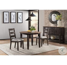 Beacon Black and Walnut 42" Round Drop Leaf Extendable Dining Table