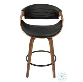 Symphony Walnut And Black Faux Leather Swivel Counter Height Stool Set Of 2