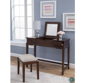 Home Accents Espresso Upholstered Vanity Stool