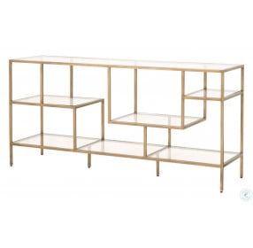 Beakman Brass And Clear Glass Low Bookcase