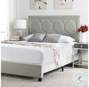 Solania Gray Velvet Full Upholstered Platform Bed
