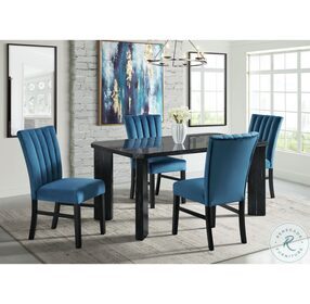Odette Bellini Navy Blue Velvet Side Chair Set Of 2
